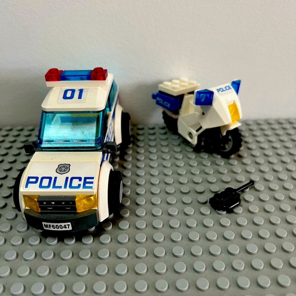 Lego city police car and Lego police motorcycle